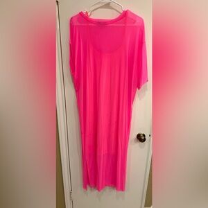 Lala Brand Karma Oversized Mesh Vibrant Pink Dress